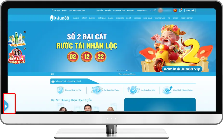 Bước 1: Tại trang chủ ở góc trái màn hình ấn vào Biểu Tượng Mũi Tên